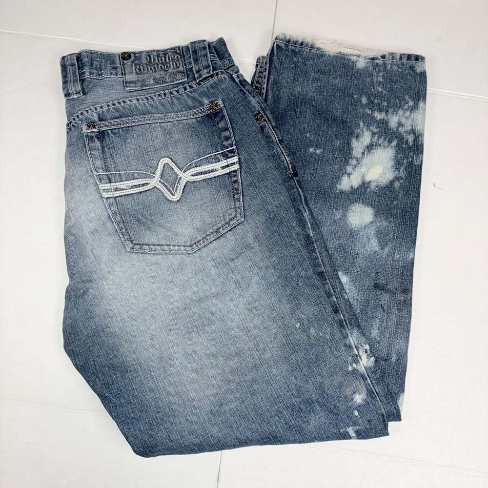Pepe Jeans United Kingdom Men Distressed Bleach Wash Jeans 36x30